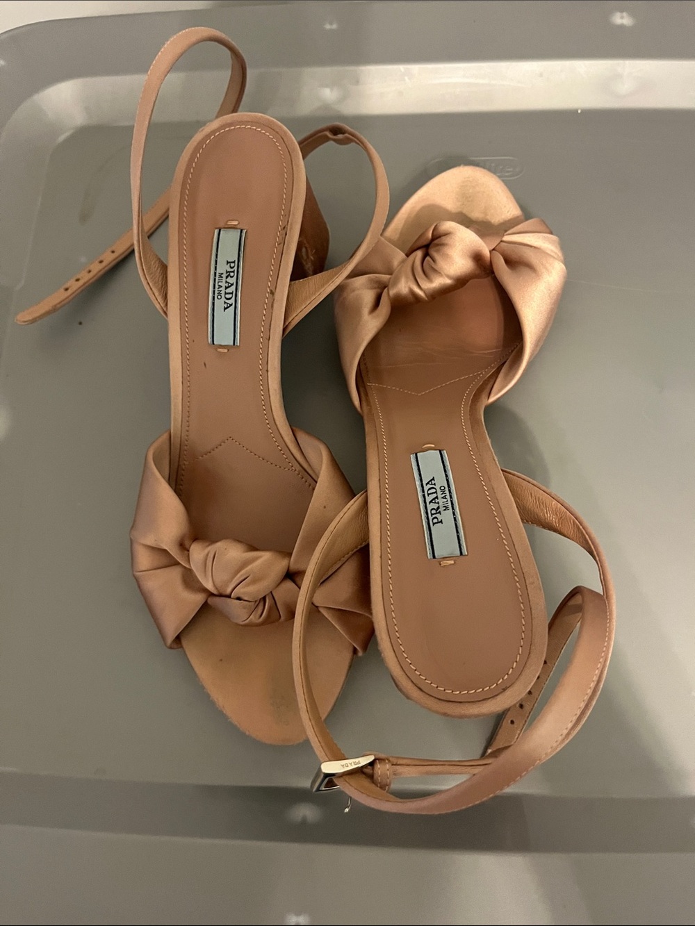 Prada Satin Knot Slingback Sandals in Rose Nude - Picture 2 of 3